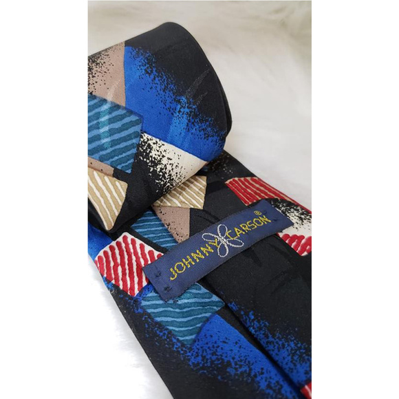 🦋Johnny Carson ~ Men's Bold Blue Vintage Tie - Picture 2 of 2